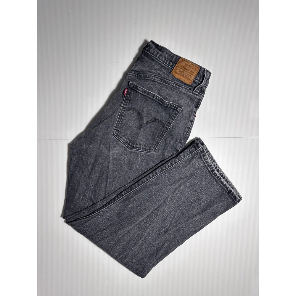 Levis Premium Ribcage Straight Ankle Jeans Womens 32x27 Washed Black High Rise